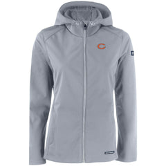 Chicago Bears Cutter & Buck Women's Evoke Eco Softshell Recycled Full-Zip Hooded Jacket Gray