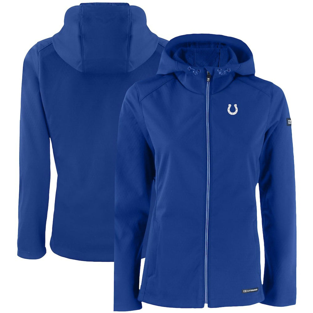 Indianapolis Colts Cutter & Buck Women's Evoke Eco Softshell Recycled Full-Zip Hooded Jacket Royal