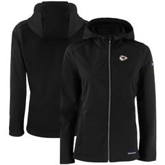 Kansas City Chiefs Cutter & Buck Women's Evoke Eco Softshell Recycled Full-Zip Hooded Jacket Black