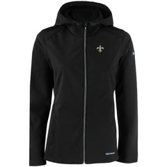 New Orleans Saints Cutter & Buck Women's Evoke Eco Softshell Recycled Full-Zip Hooded Jacket Black