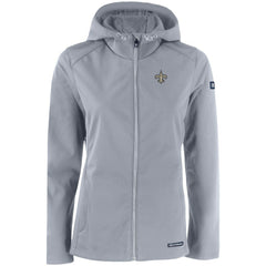New Orleans Saints Cutter & Buck Women's Evoke Eco Softshell Recycled Full-Zip Hooded Jacket Gray