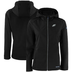 Philadelphia Eagles Cutter & Buck Women's Evoke Eco Softshell Recycled Full-Zip Hooded Jacket Black