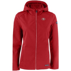 San Francisco 49ers Cutter & Buck Women's Evoke Eco Softshell Recycled Full-Zip Hooded Jacket Scarlet