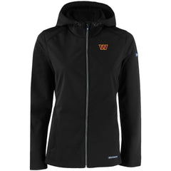 Washington Commanders Cutter & Buck Women's Evoke Eco Softshell Recycled Full-Zip Hooded Jacket Black