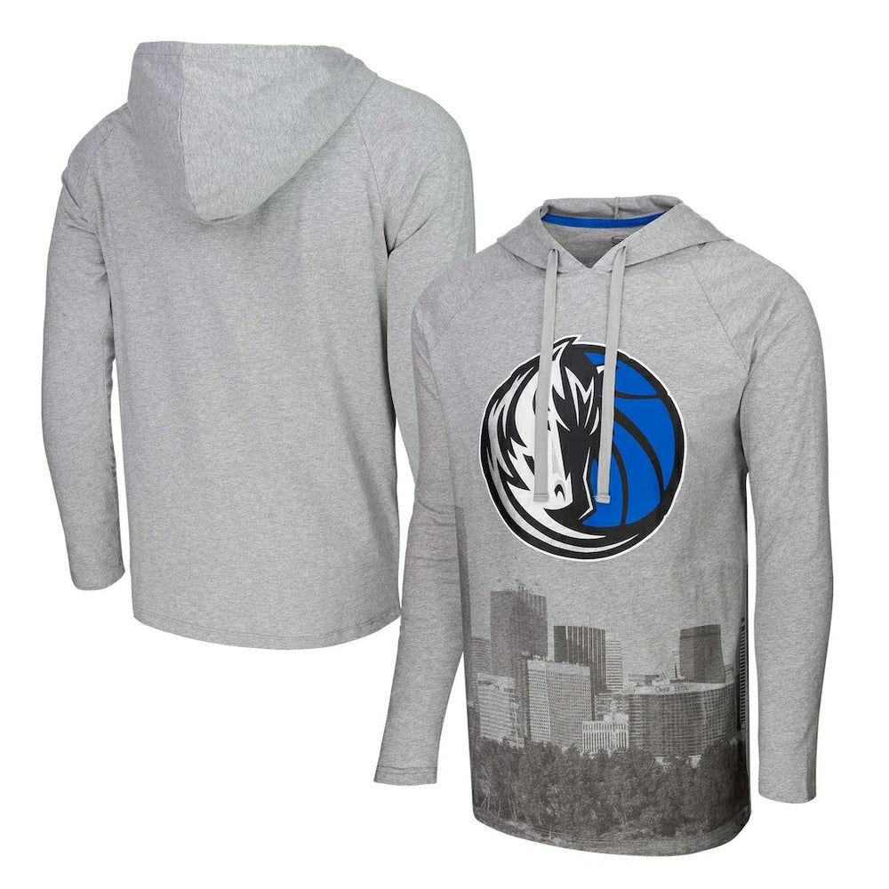 Dallas Mavericks Stadium Essentials Atrium Raglan Long Sleeve Hoodie T-Shirt Heather Gray