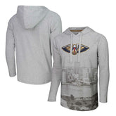 New Orleans Pelicans Stadium Essentials Atrium Raglan Long Sleeve Hoodie T-Shirt Heather Gray