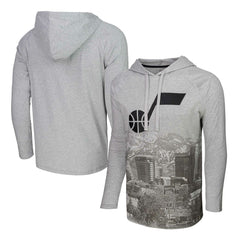 Utah Jazz Stadium Essentials Atrium Raglan Long Sleeve Hoodie T-Shirt Heather Gray