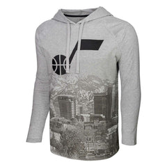 Utah Jazz Stadium Essentials Atrium Raglan Long Sleeve Hoodie T-Shirt Heather Gray