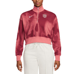 USMNT Women's Phoenix Fleece Cropped Quarter-Zip Jacket Pink - Nike