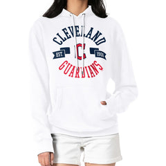 Cleveland Guardians G-III 4Her by Carl Banks Women's City Graphic Pullover Hoodie - White - MLB Sale