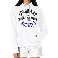 Colorado Rockies G-III 4Her by Carl Banks Women's City Graphic Pullover Hoodie - White - MLB Sale