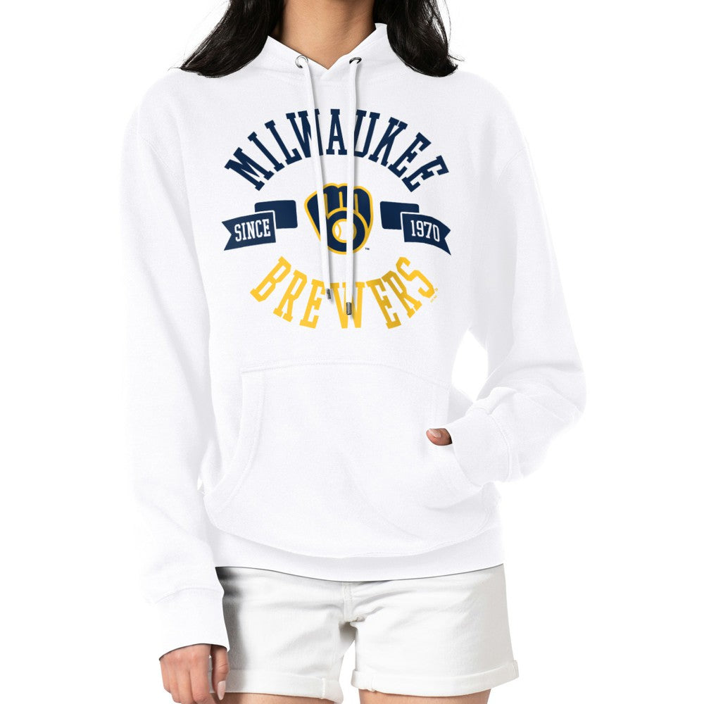 Milwaukee Brewers G-III 4Her by Carl Banks Women's City Graphic Pullover Hoodie - White - MLB Lifestyle