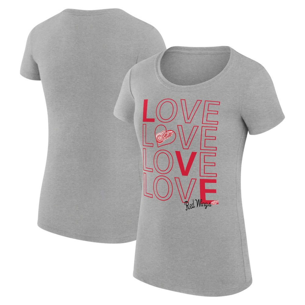 Detroit Red Wings G-III 4Her by Carl Banks Women's Super-Slim Fit Lightweight Hockey Love T-Shirt - Heather Gray - NHL 200617506