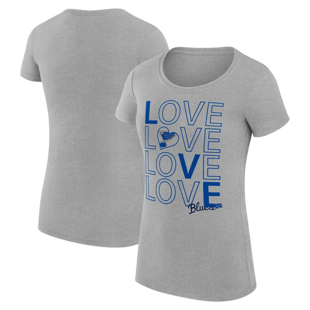 St. Louis Blues G-III 4Her by Carl Banks Women's Super-Slim Fit Lightweight Hockey Love T-Shirt - Heather Gray - NHL 200617540