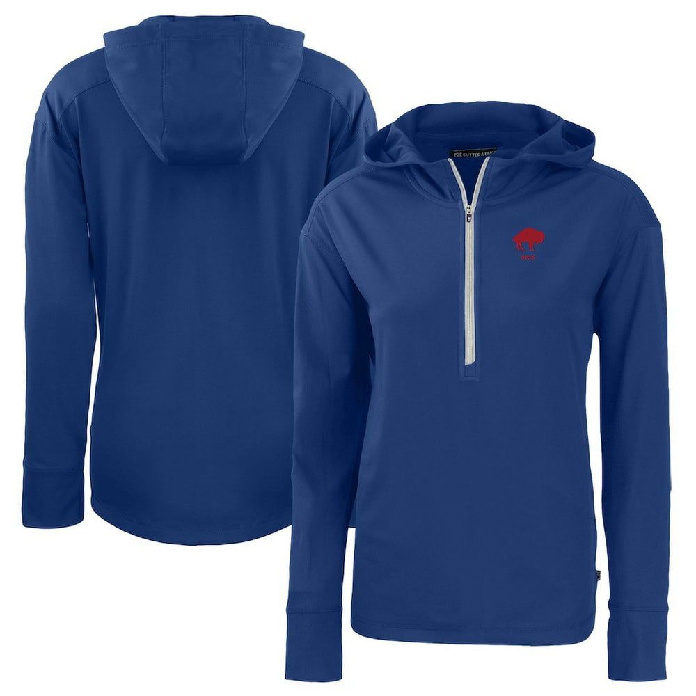 Buffalo Bills Cutter & Buck Women's Throwback Daybreak Eco Recycled Half-Zip Hoodie Royal