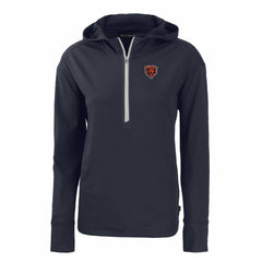 Chicago Bears Cutter & Buck Women's Throwback Daybreak Eco Recycled Half-Zip Hoodie Navy