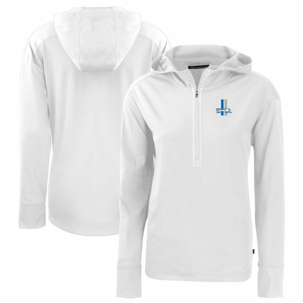 Detroit Lions Cutter & Buck Women's Throwback Daybreak Eco Recycled Half-Zip Hoodie White