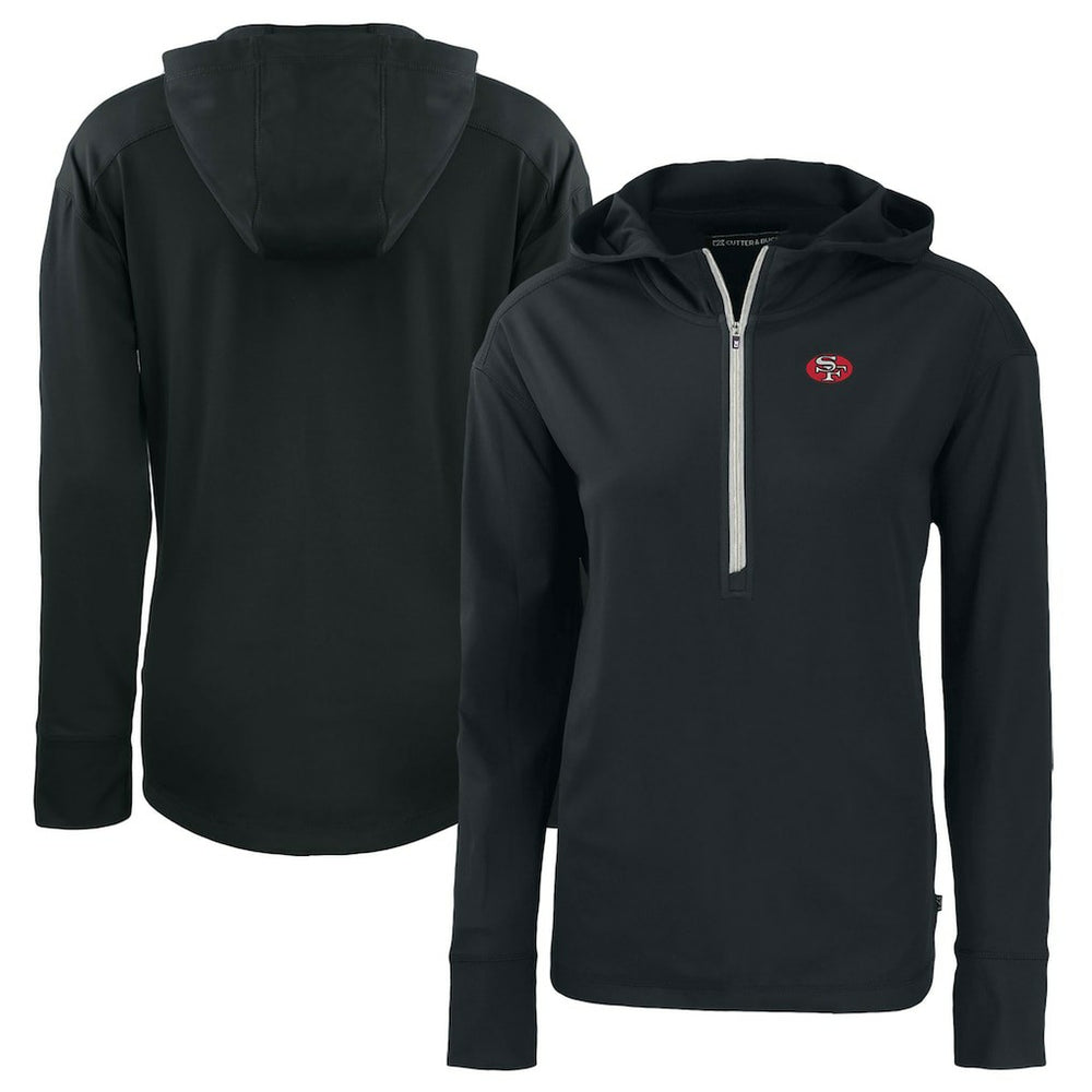 San Francisco 49ers Cutter & Buck Women's Throwback Daybreak Eco Recycled Half-Zip Hoodie Black