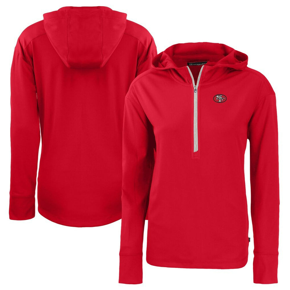 San Francisco 49ers Cutter & Buck Women's Throwback Daybreak Eco Recycled Half-Zip Hoodie Scarlet