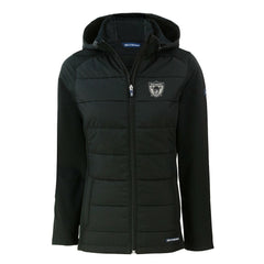 Las Vegas Raiders Cutter & Buck Women's Throwback Evoke Hybrid Eco Softshell Recycled Full-Zip Hoodie Jacket Black