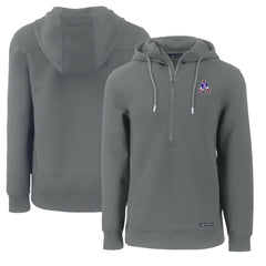 New England Patriots Cutter & Buck Throwback Roam Eco Half-Zip Recycled Pullover Hoodie Gray