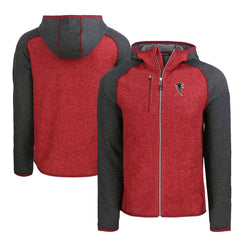Atlanta Falcons Cutter & Buck Throwback Mainsail Sweater-Knit Full-Zip Hoodie Heather Red/Heather Charcoal