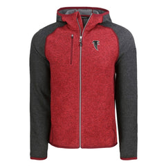 Atlanta Falcons Cutter & Buck Throwback Mainsail Sweater-Knit Full-Zip Hoodie Heather Red/Heather Charcoal