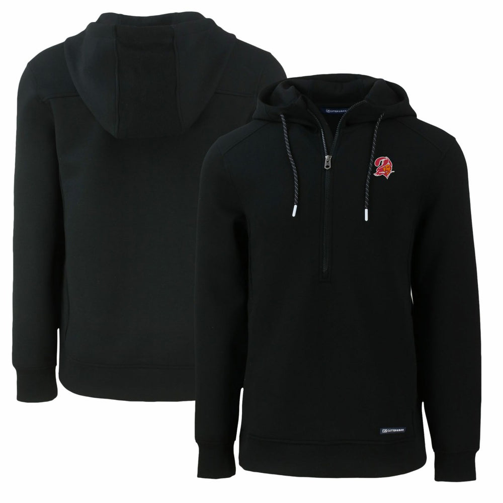 Tampa Bay Buccaneers Cutter & Buck Throwback Roam Eco Half-Zip Recycled Pullover Hoodie Black