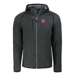 Denver Broncos Cutter & Buck Throwback Mainsail Sweater-Knit Full-Zip Hoodie Heather Charcoal