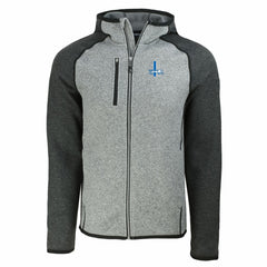 Detroit Lions Cutter & Buck Throwback Mainsail Sweater-Knit Full-Zip Hoodie Heather Gray/Heather Charcoal