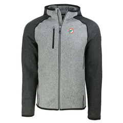 Miami Dolphins Cutter & Buck Throwback Mainsail Sweater-Knit Full-Zip Hoodie Heather Gray/Heather Charcoal