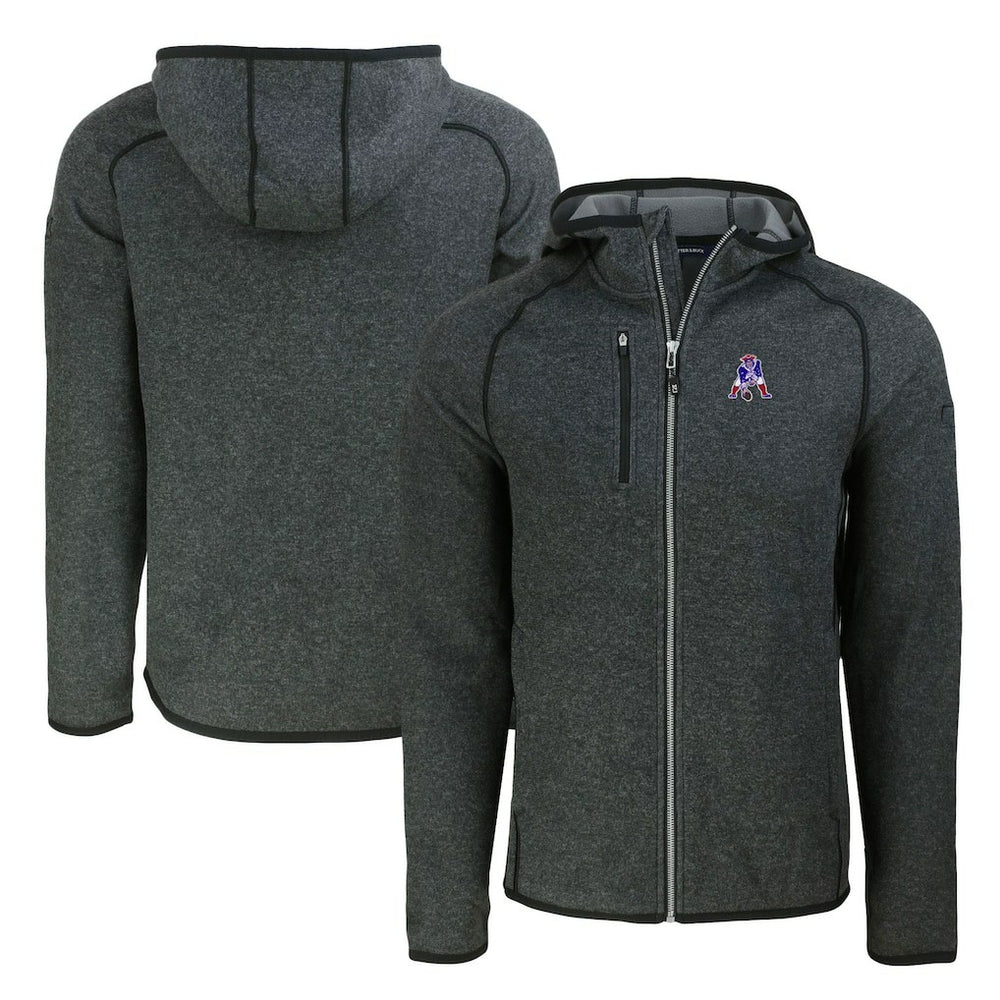 New England Patriots Cutter & Buck Throwback Mainsail Sweater-Knit Full-Zip Hoodie Heather Charcoal