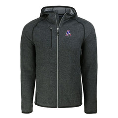 New England Patriots Cutter & Buck Throwback Mainsail Sweater-Knit Full-Zip Hoodie Heather Charcoal