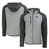 San Francisco 49ers Cutter & Buck Throwback Mainsail Sweater-Knit Full-Zip Hoodie Heather Gray/Heather Charcoal