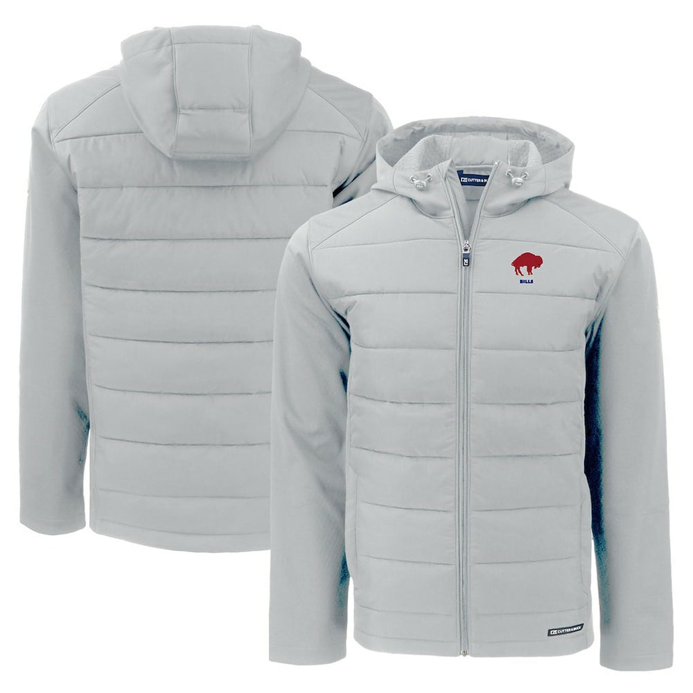 Buffalo Bills Cutter & Buck Throwback Evoke Hybrid Eco Softshell Recycled Full-Zip Hoodie Jacket Gray