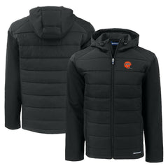 Cincinnati Bengals Cutter & Buck Throwback Evoke Hybrid Eco Softshell Recycled Full-Zip Hoodie Jacket Black