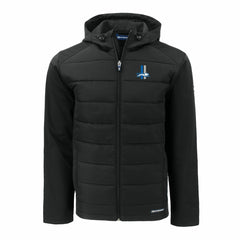 Detroit Lions Cutter & Buck Throwback Evoke Hybrid Eco Softshell Recycled Full-Zip Hoodie Jacket Black