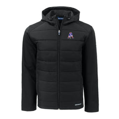 New England Patriots Cutter & Buck Throwback Evoke Hybrid Eco Softshell Recycled Full-Zip Hoodie Jacket Black