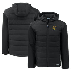 Pittsburgh Steelers Cutter & Buck Throwback Evoke Hybrid Eco Softshell Recycled Full-Zip Hoodie Jacket Black