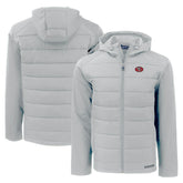 San Francisco 49ers Cutter & Buck Throwback Evoke Hybrid Eco Softshell Recycled Full-Zip Hoodie Jacket Gray