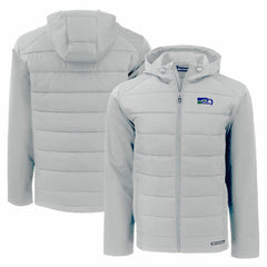 Seattle Seahawks Cutter & Buck Throwback Evoke Hybrid Eco Softshell Recycled Full-Zip Hoodie Jacket Gray