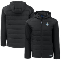 Detroit Lions Cutter & Buck Throwback Big & Tall Evoke Hybrid Eco Softshell Recycled Full-Zip Jacket Black