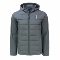 Detroit Lions Cutter & Buck Throwback Big & Tall Evoke Hybrid Eco Softshell Recycled Full-Zip Hoodie Gray