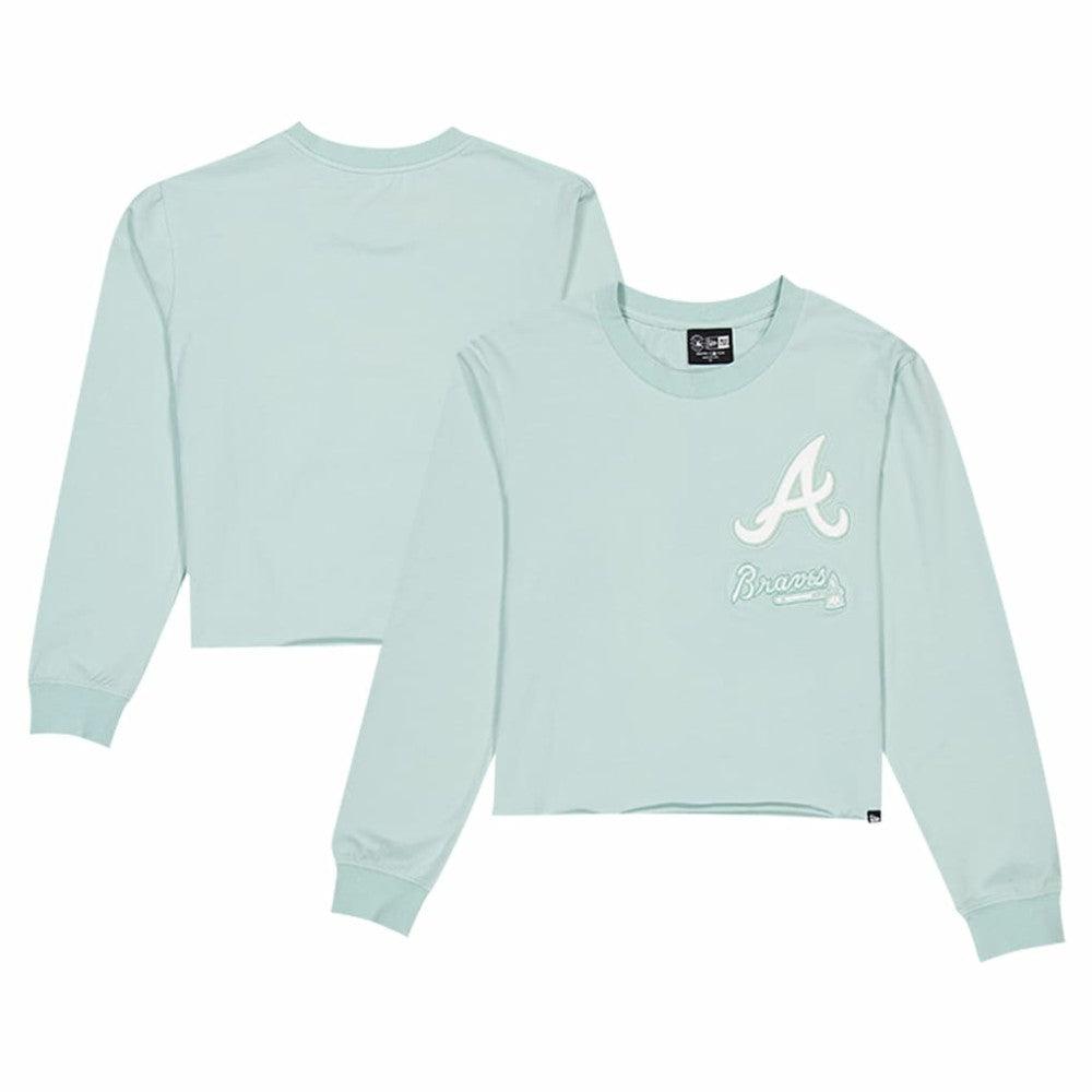 Atlanta Braves New Era Women's Breeze Logo Select Cropped Long Sleeve T-Shirt - Mint - New Era Lifestyle