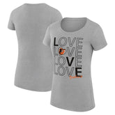 Baltimore Orioles G-III 4Her by Carl Banks Women's Super-Slim Fit Lightweight Love Graphic Team T-Shirt - Heather Gray - MLB Online