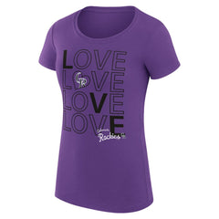 Colorado Rockies G-III 4Her by Carl Banks Women's Super-Slim Fit Lightweight Love Graphic Team T-Shirt - Purple - MLB on Sale