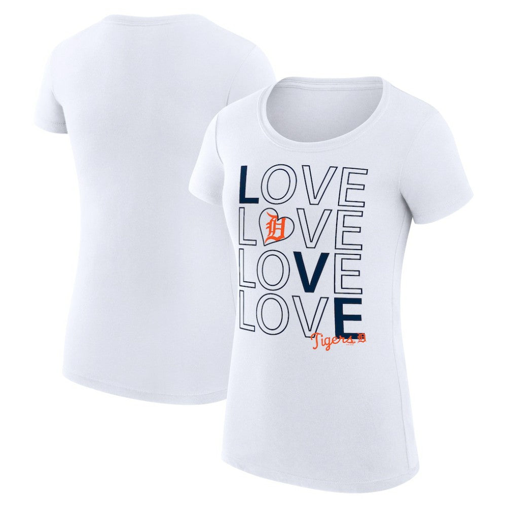 Detroit Tigers G-III 4Her by Carl Banks Women's Super-Slim Fit Lightweight Love Graphic Team T-Shirt - White - MLB on Sale