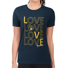 Milwaukee Brewers G-III 4Her by Carl Banks Women's Super-Slim Fit Lightweight Love Graphic Team T-Shirt - Navy - MLB Online