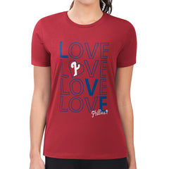 Philadelphia Phillies G-III 4Her by Carl Banks Women's Super-Slim Fit Lightweight Love Graphic Team T-Shirt - Red - MLB on Sale