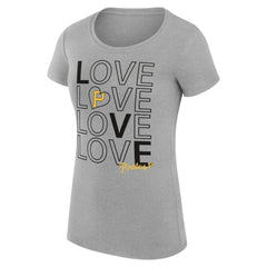 Pittsburgh Pirates G-III 4Her by Carl Banks Women's Super-Slim Fit Lightweight Love Graphic Team T-Shirt - Heather Gray - MLB Sale